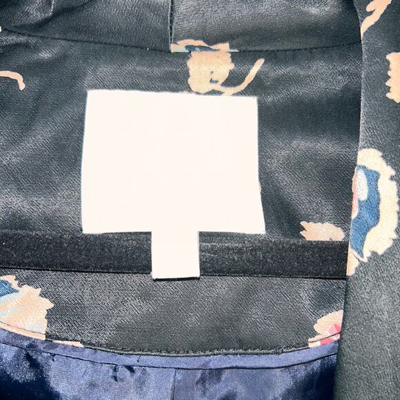 NWOT Anthropologie Ett:Twa Black & Floral Silky Feel Blazer Size XS - Picture 4 of 7